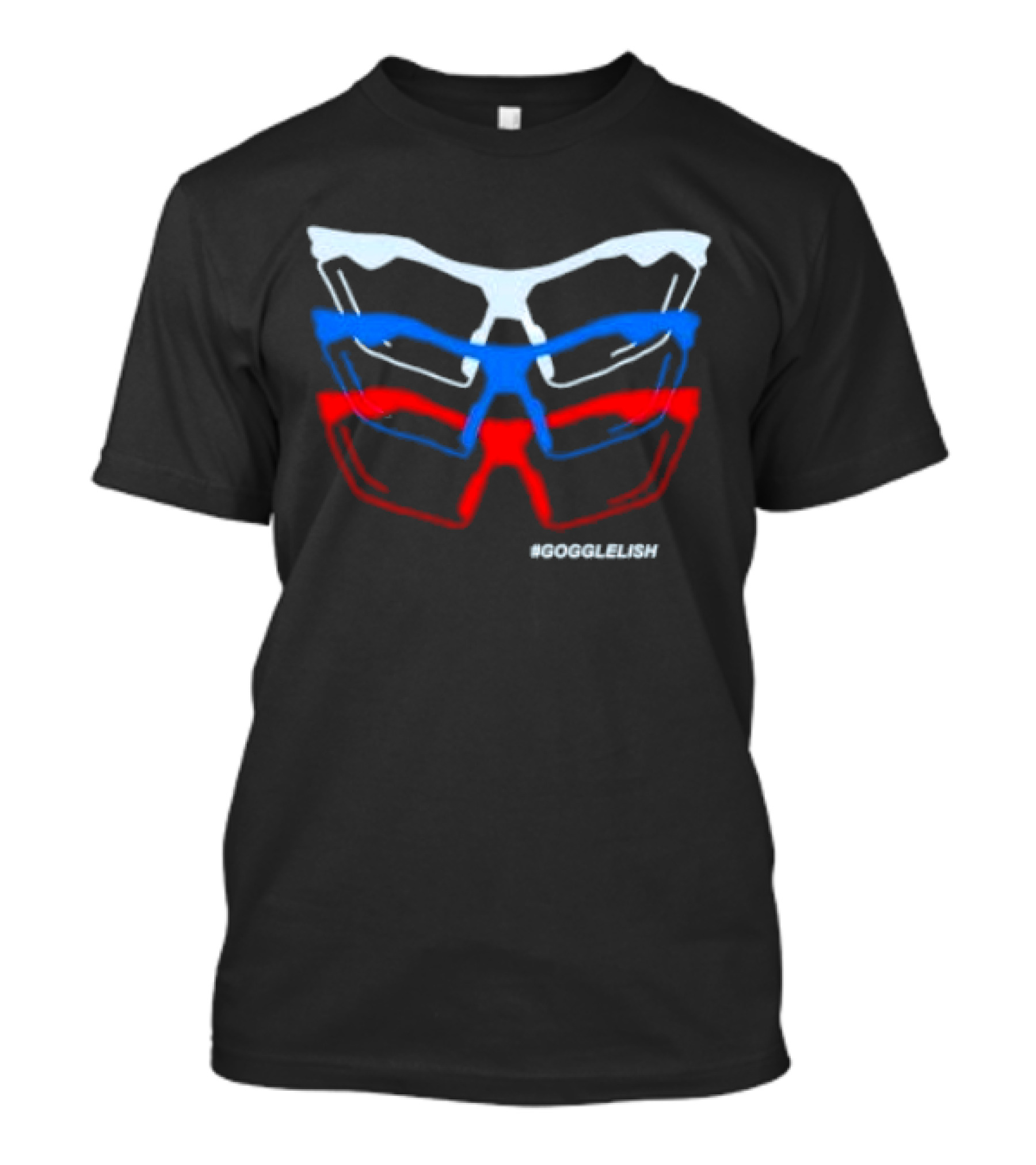 Nice Goggle Lish #GOGGELISH Red Blue White T-Shirt