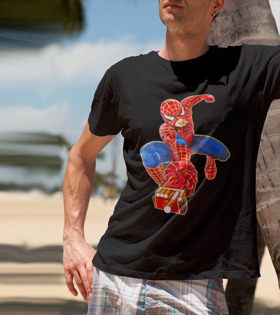 Spiderman Funny Smoking Man Superhero T-Shirt