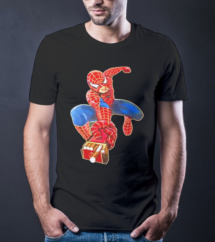 Spiderman Funny Smoking Man Superhero T-Shirt
