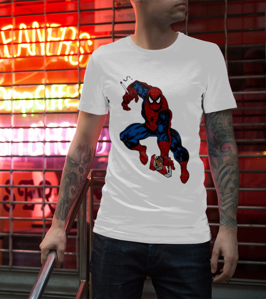 Spider-Man Smokerman Smoking Cigarette Comic T-Shirt