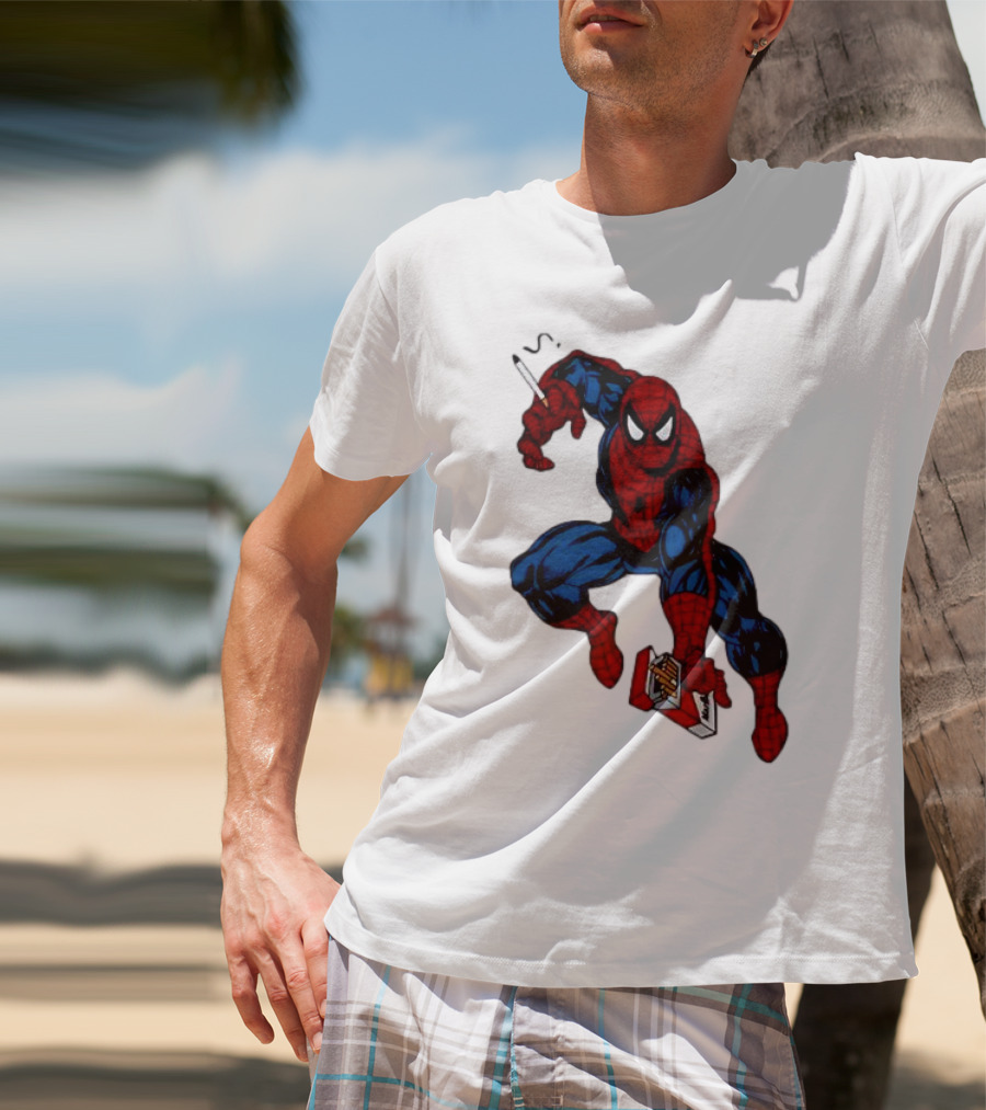 Spider-Man Smokerman Smoking Cigarette Comic T-Shirt