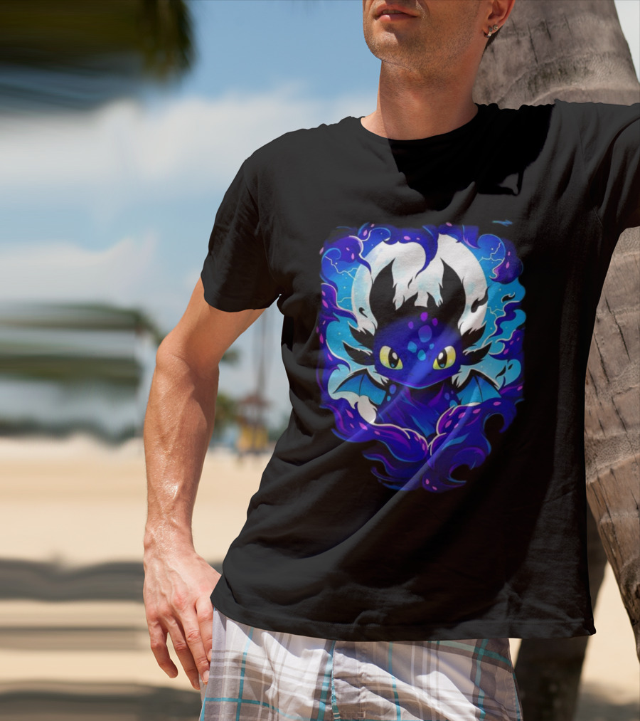 Toothless How To Train Your Dragon Darkness Cartoon Blue Flame T-Shirt