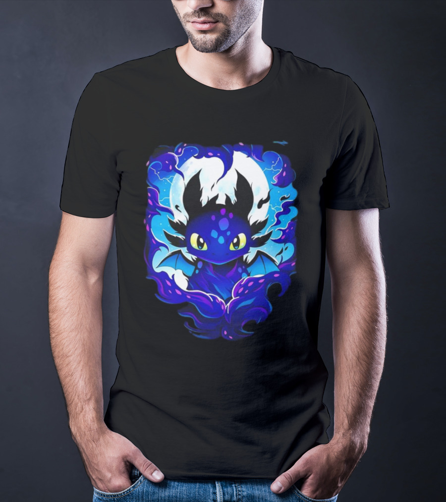 Toothless How To Train Your Dragon Darkness Cartoon Blue Flame T-Shirt