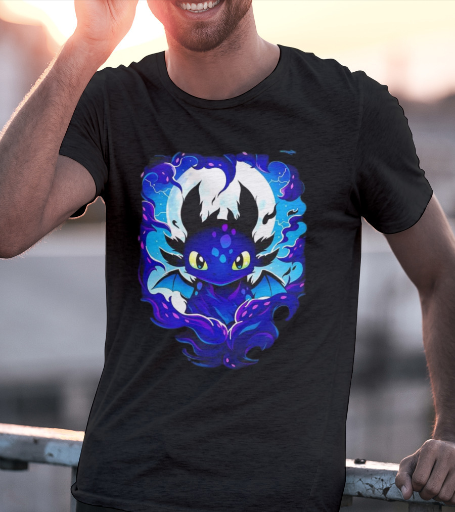 Toothless How To Train Your Dragon Darkness Cartoon Blue Flame T-Shirt