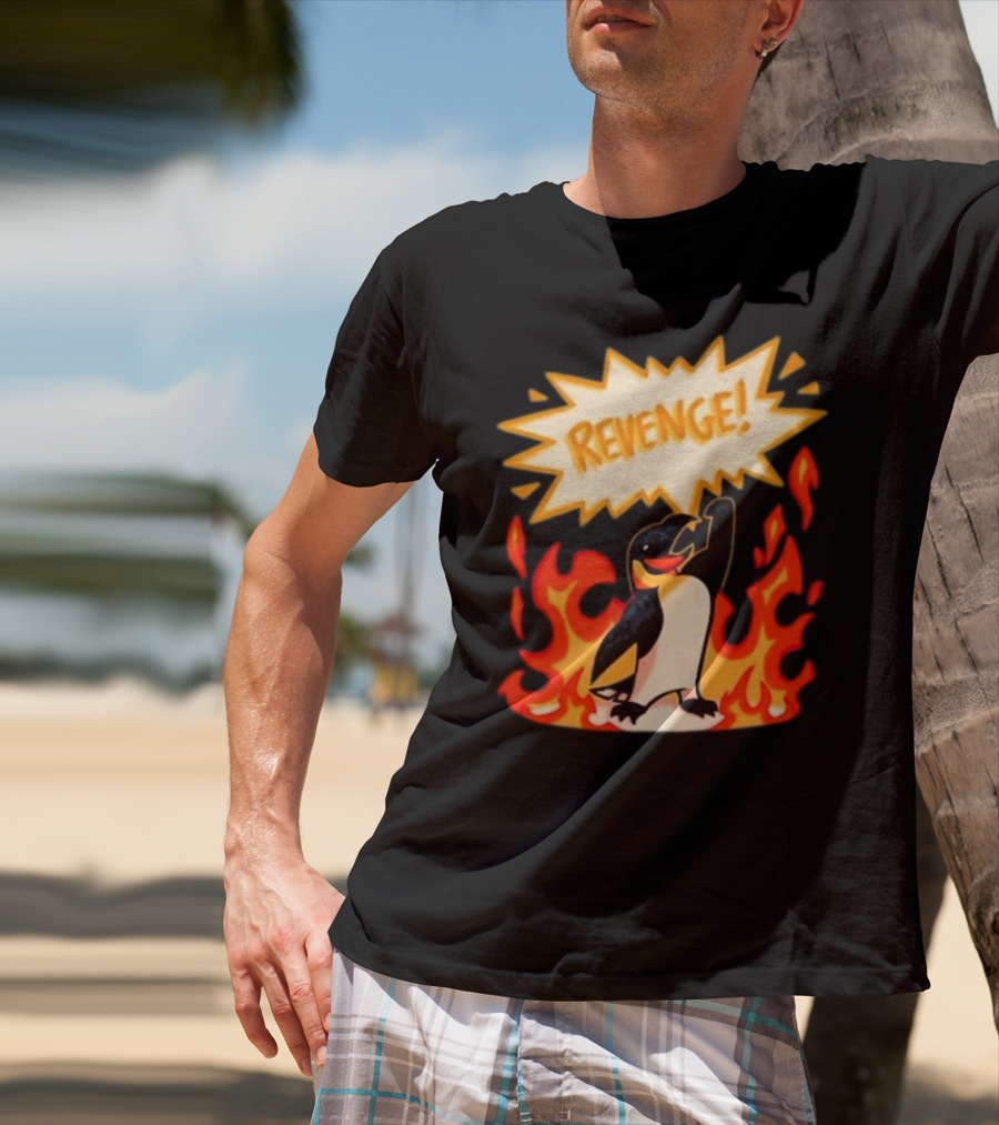 Hazbin Hotel Helluva Boss Revenge Penguin In Flames T-Shirt