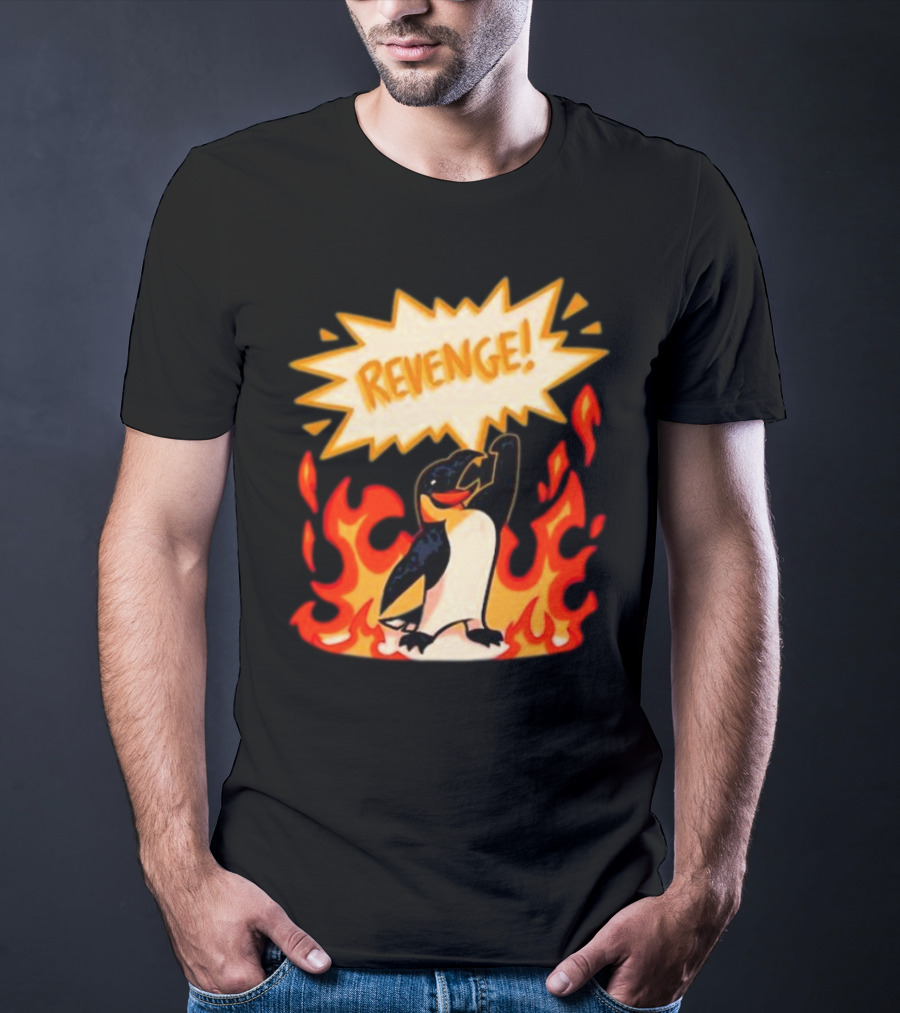 Hazbin Hotel Helluva Boss Revenge Penguin In Flames T-Shirt