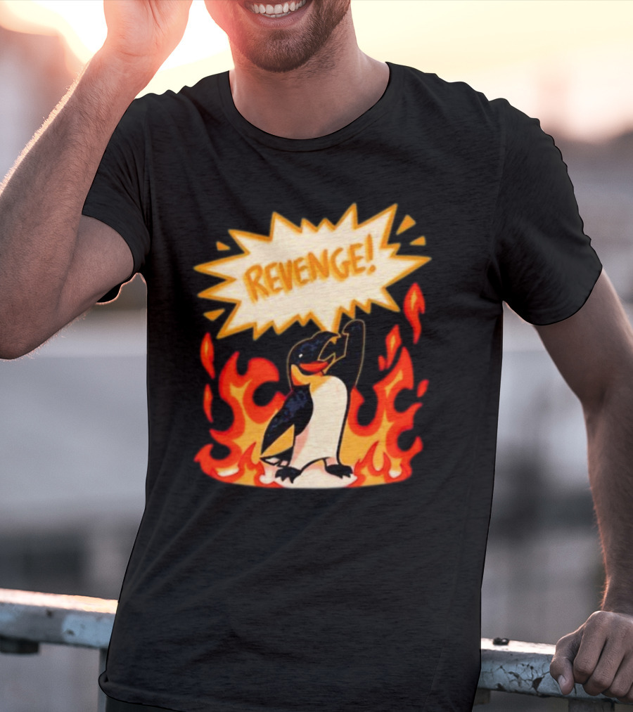 Hazbin Hotel Helluva Boss Revenge Penguin In Flames T-Shirt