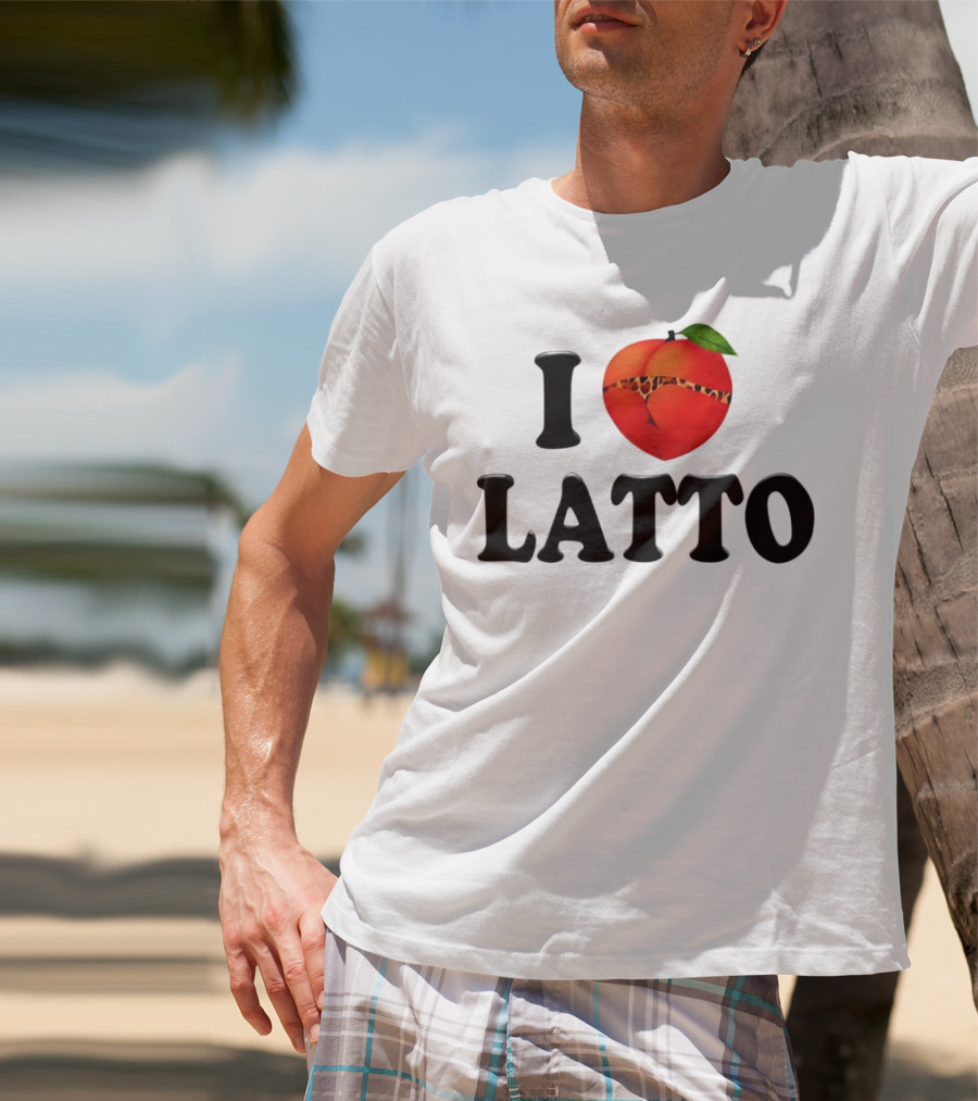 I Love Latto Peach With Leopard Print Detail T-Shirt