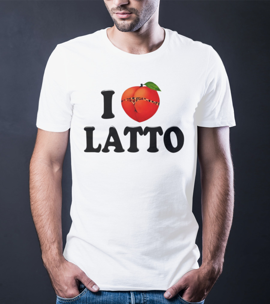 I Love Latto Peach With Leopard Print Detail T-Shirt