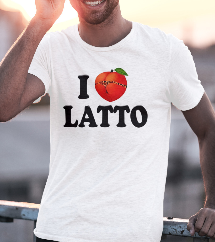 I Love Latto Peach With Leopard Print Detail T-Shirt