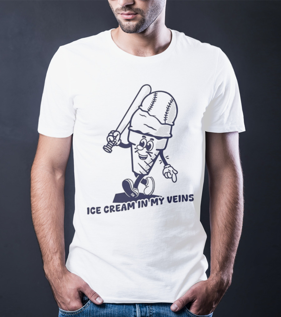 Ice Cream In My Veins Baseball Cone Bat Character T-Shirt
