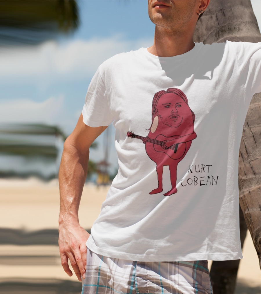 Kurt Cobean Guitar Bean Character T-Shirt