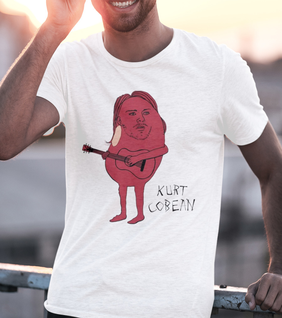 Kurt Cobean Guitar Bean Character T-Shirt