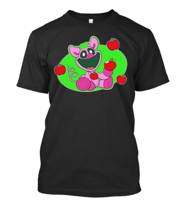 Pickypiggy Smiling Critters Happy Pig Eating Apples T-Shirt
