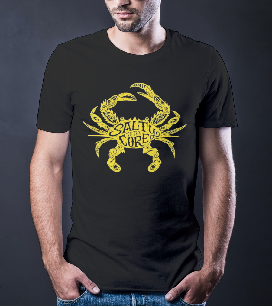 Salty To The Core Yellow Crab Tattoo-Inspired T-Shirt