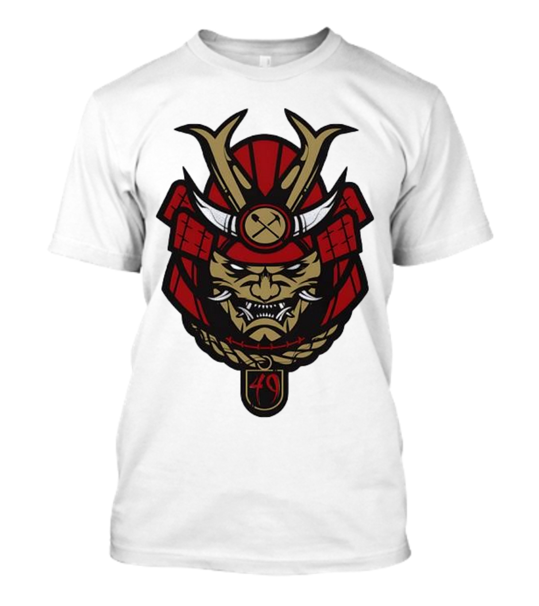 San Francisco 49ers Samurai Head With Crossed Axes And Number 49 T-Shirt