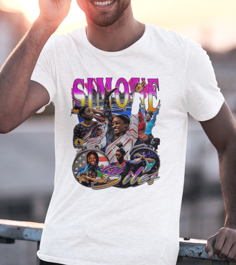 Simone Biles Olympic Champion Retro Collage T-Shirt