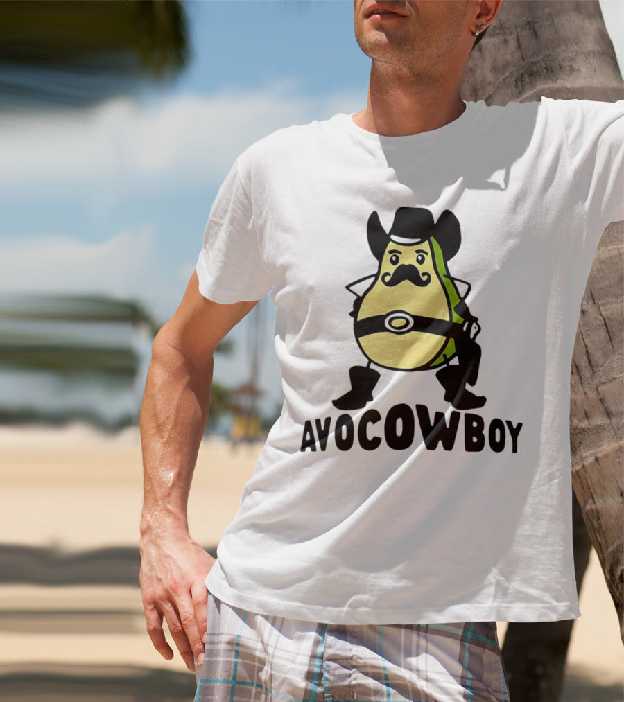 Avocowboy Avocado X Cowboy Character With Hat And Mustache T-Shirt