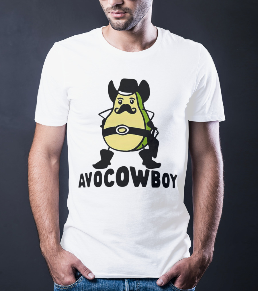 Avocowboy Avocado X Cowboy Character With Hat And Mustache T-Shirt