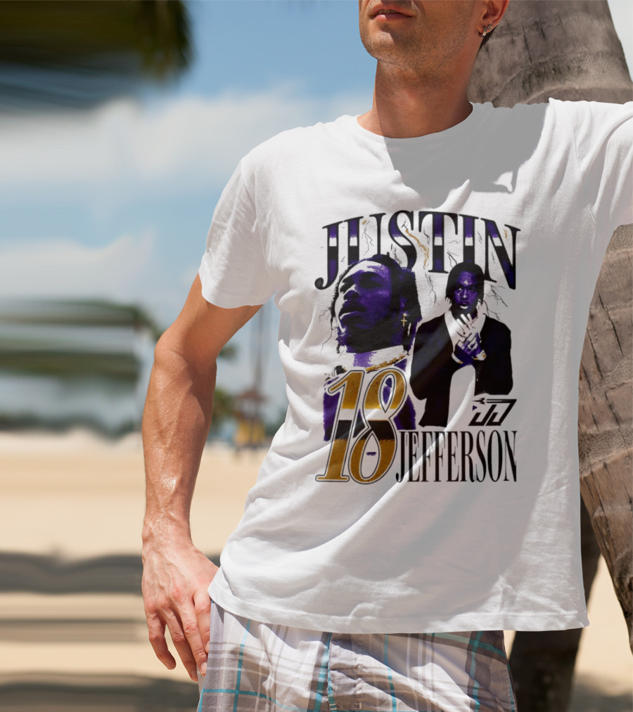 Justin Jefferson 18 Minnesota Vikings Lightning T-Shirt