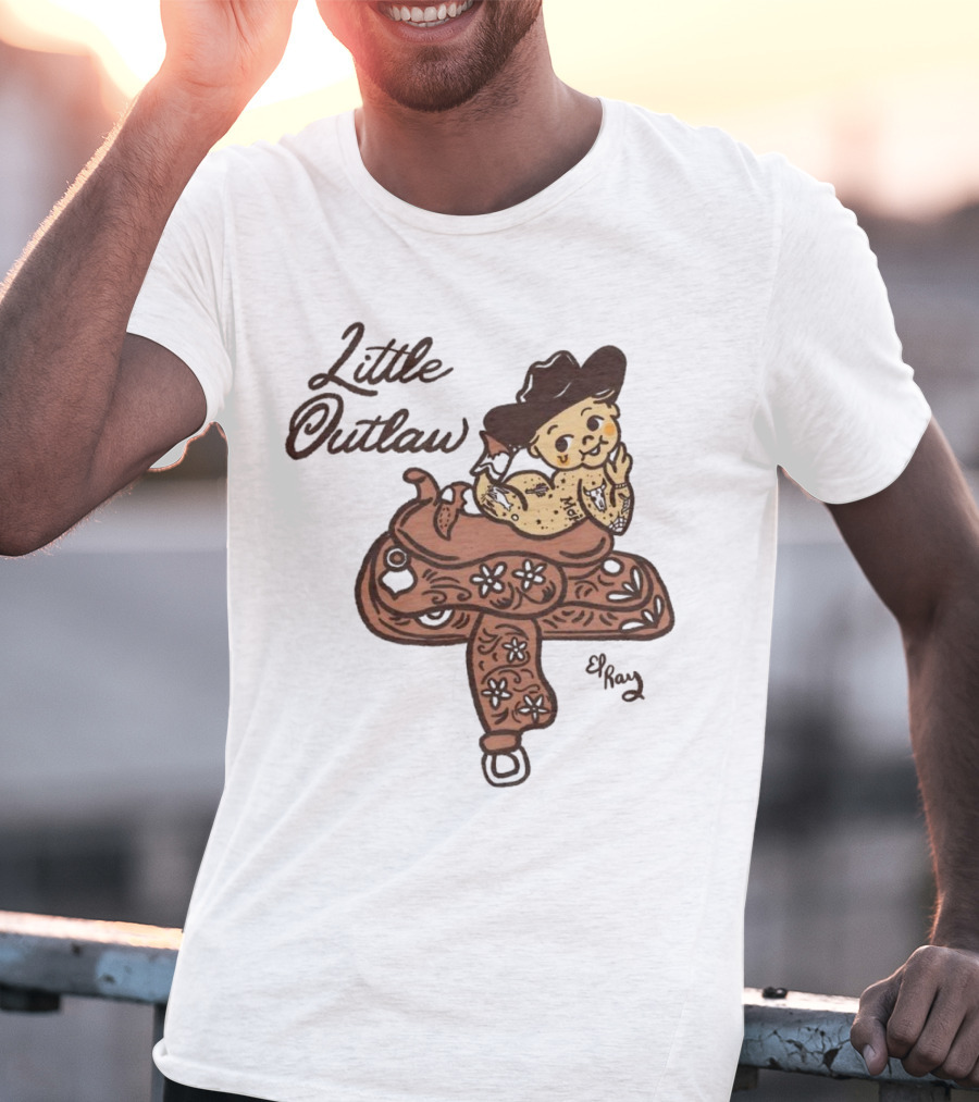 Kewpie Cowboy Little Outlaw Vintage Saddle Art By El Ren T-Shirt