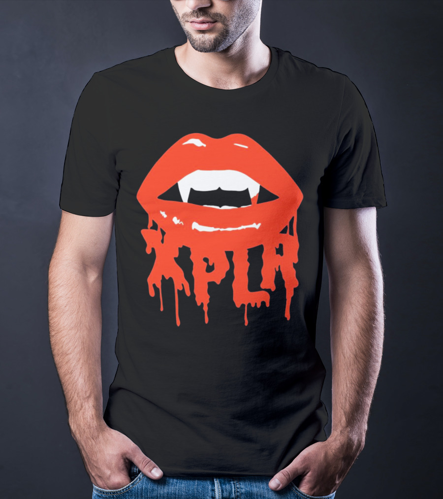 XPLR Fangs Back To School Dripping Red Lips T-Shirt