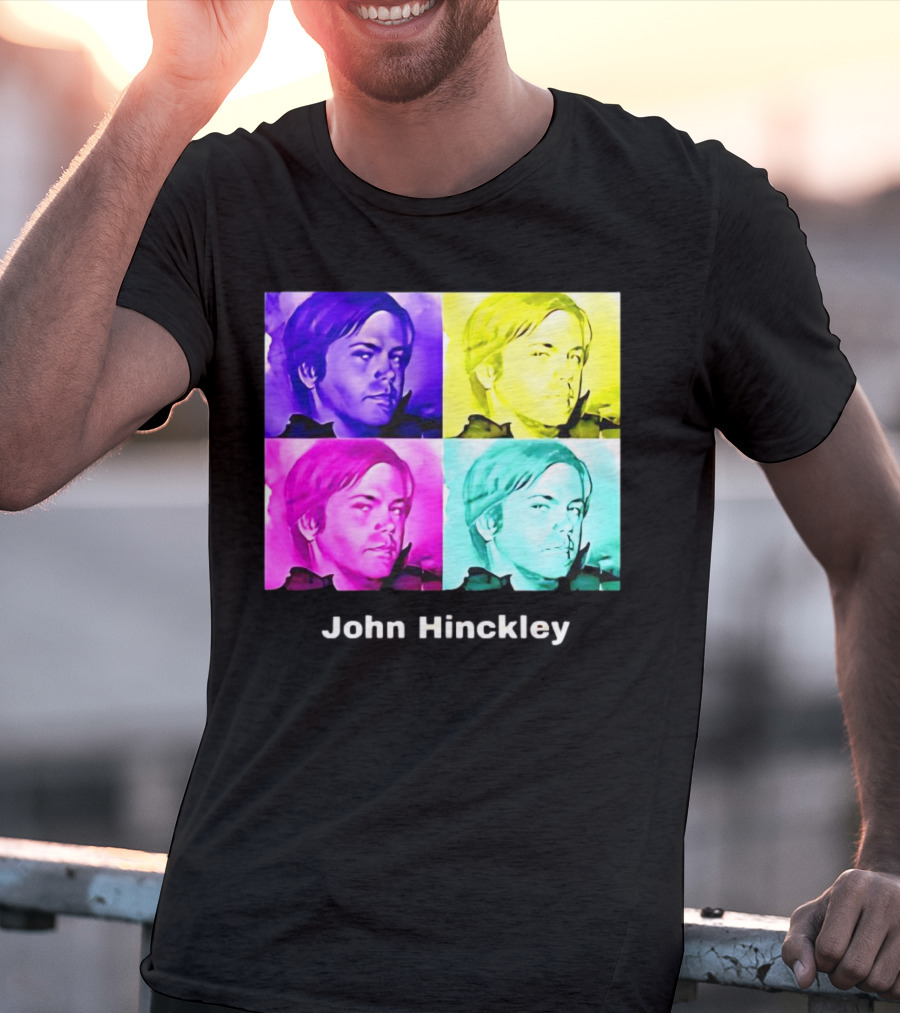 John Hinckley Pop Art Portrait Quad Color Blocks T-Shirt