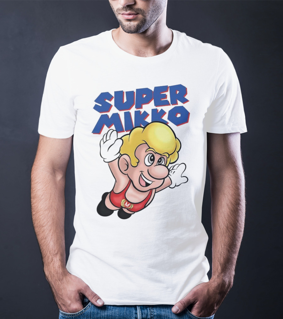 Super Mikko Flying Character Parody Super Mario Game T-Shirt