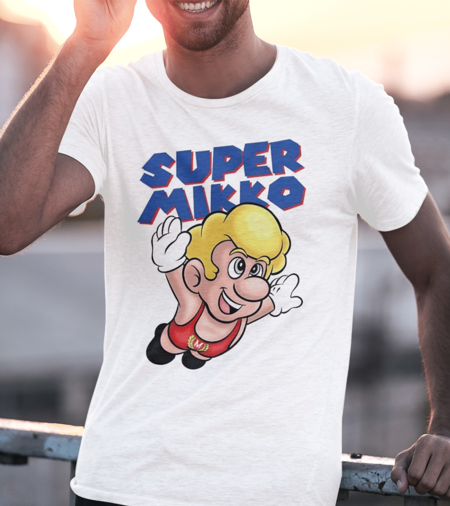 Super Mikko Flying Character Parody Super Mario Game T-Shirt