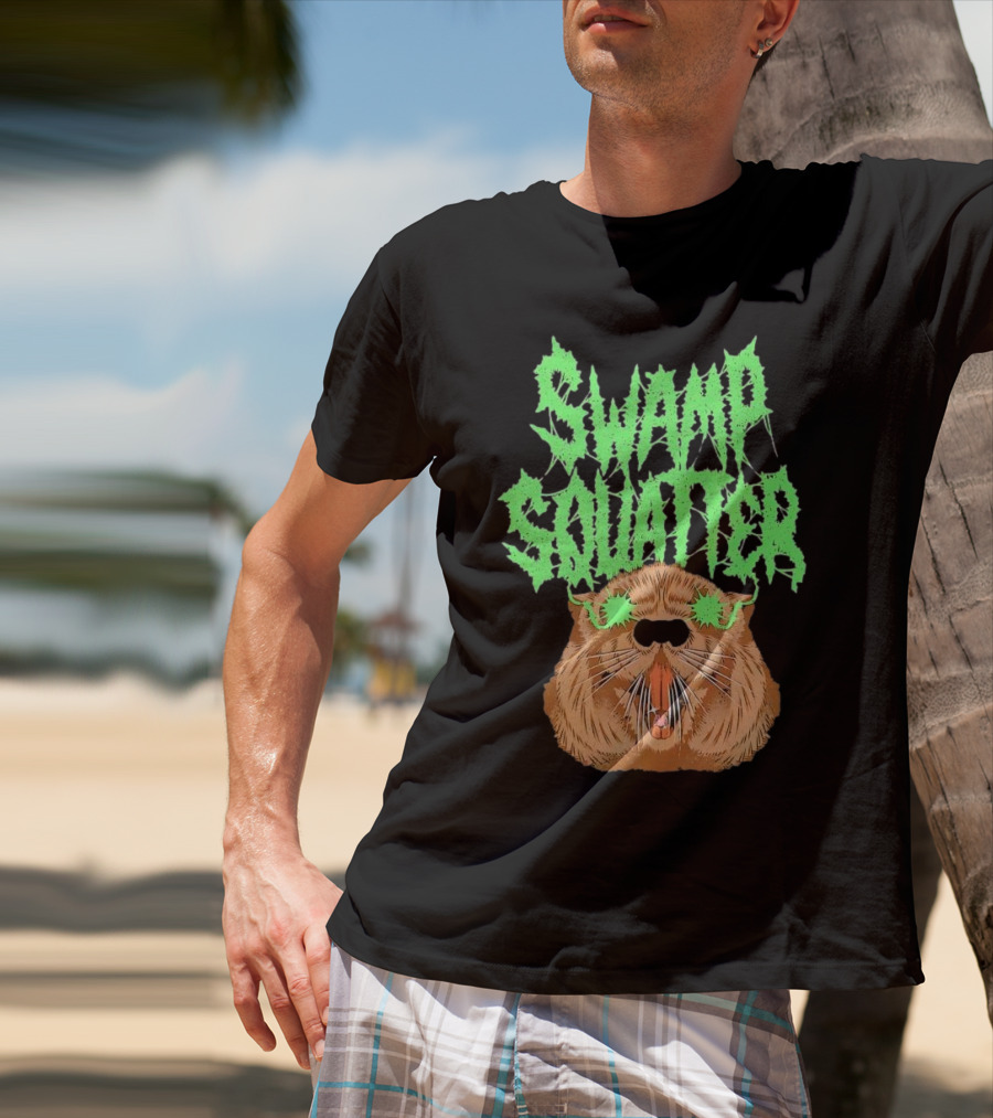 SWAMP SQUATTER GREEN MONSTER FACE T-Shirt