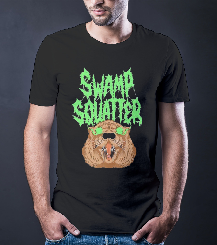 SWAMP SQUATTER GREEN MONSTER FACE T-Shirt