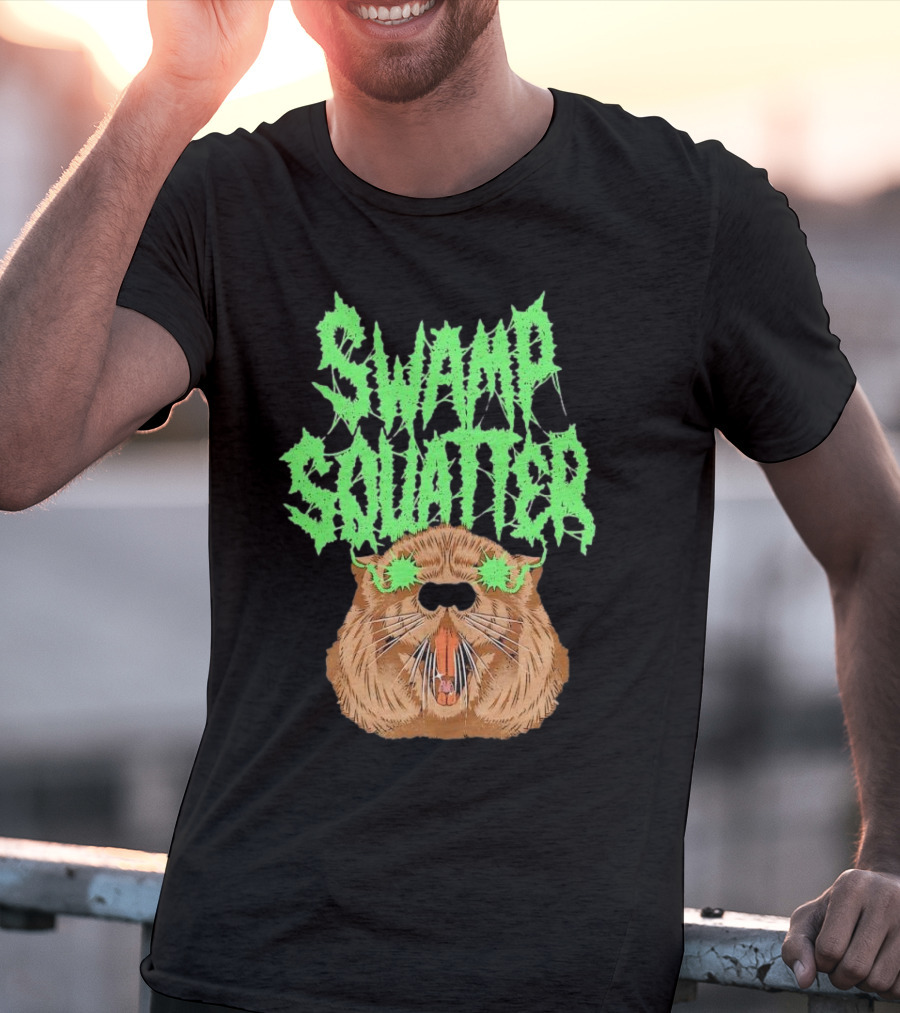 SWAMP SQUATTER GREEN MONSTER FACE T-Shirt