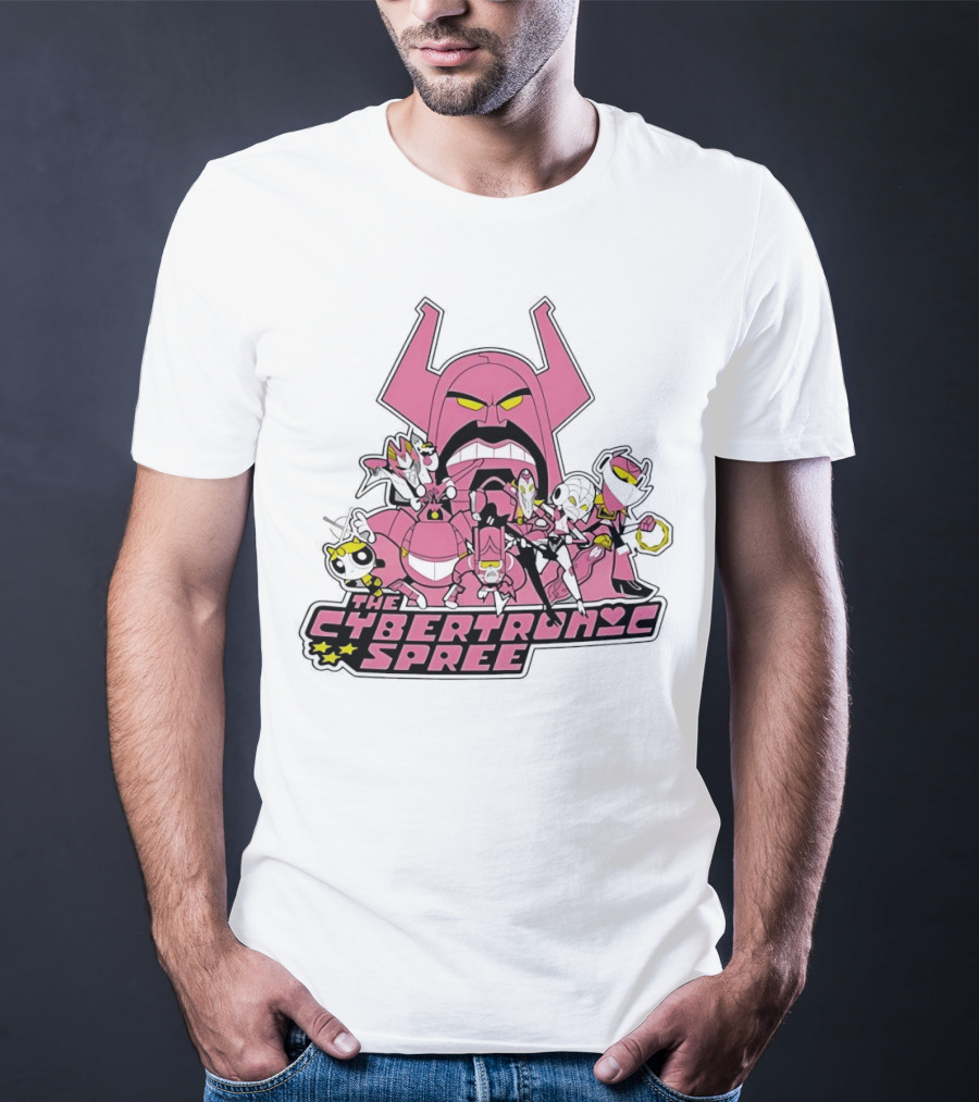 The Cybertronic Spree Cartoon Characters With Robot Helmets And Pink Armor T-Shirt