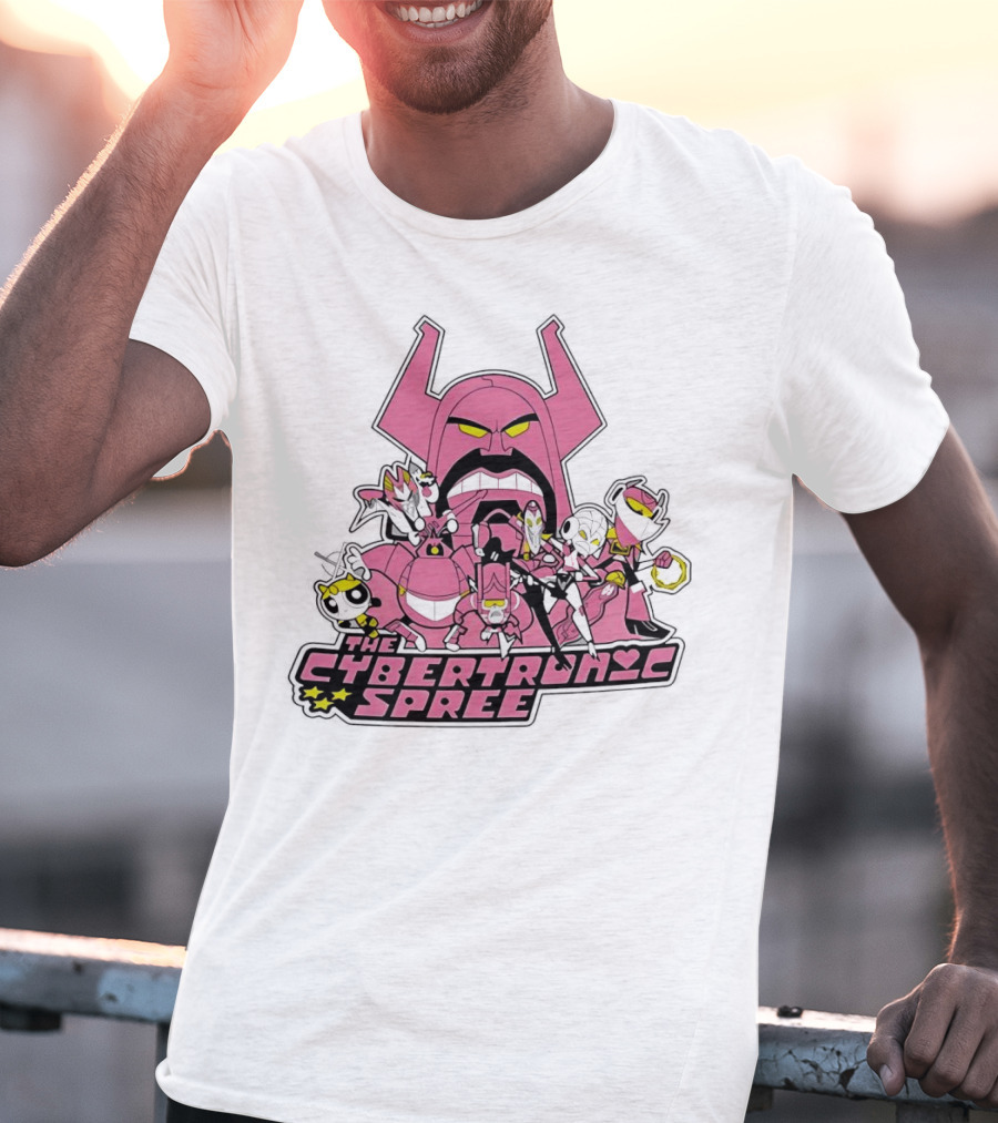 The Cybertronic Spree Cartoon Characters With Robot Helmets And Pink Armor T-Shirt