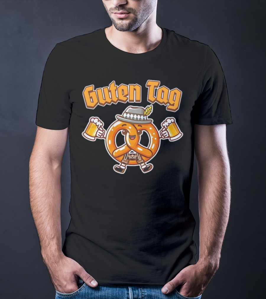 Guten Tag Pretzel With Beer Oktoberfest Cheers T-Shirt