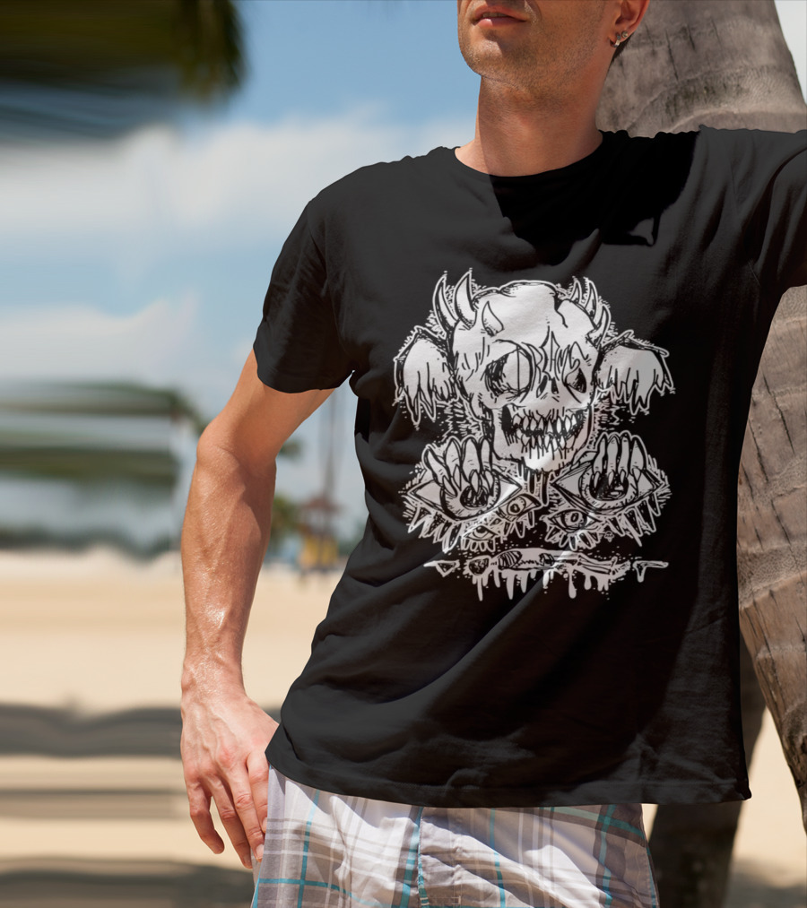 Metal Dream Skull Monstrous Demon Eyes And Teeth T-Shirt