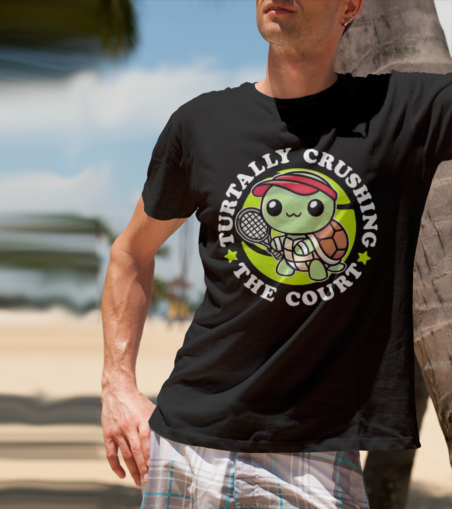 Turtally Crushing The Court Turtle Tennis T-Shirt
