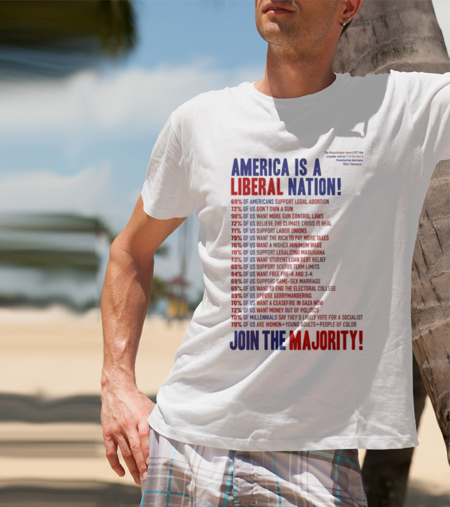 America Is A Liberal Nation 69% Of Americans Support Legal Abortion Join The Majority T-Shirt