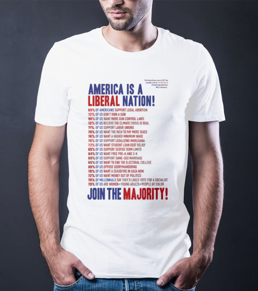America Is A Liberal Nation 69% Of Americans Support Legal Abortion Join The Majority T-Shirt