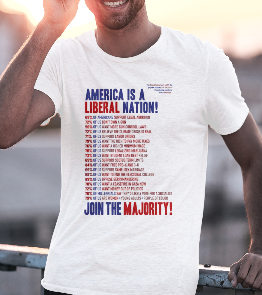 America Is A Liberal Nation 69% Of Americans Support Legal Abortion Join The Majority T-Shirt