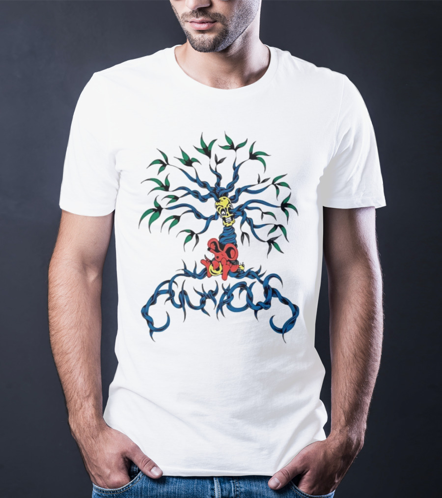 Anxious Mouse Blue Tree With Yellow Skull T-Shirt