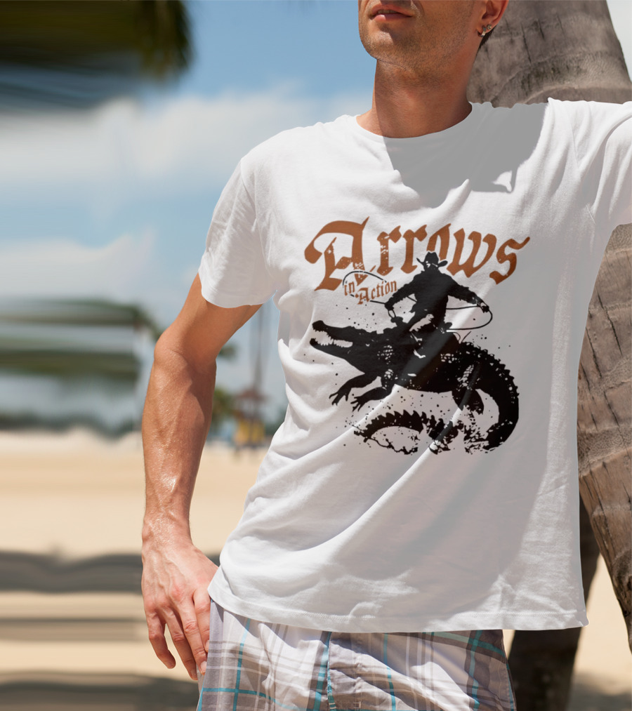 Arrows In Action Cowboy Riding Alligator T-Shirt