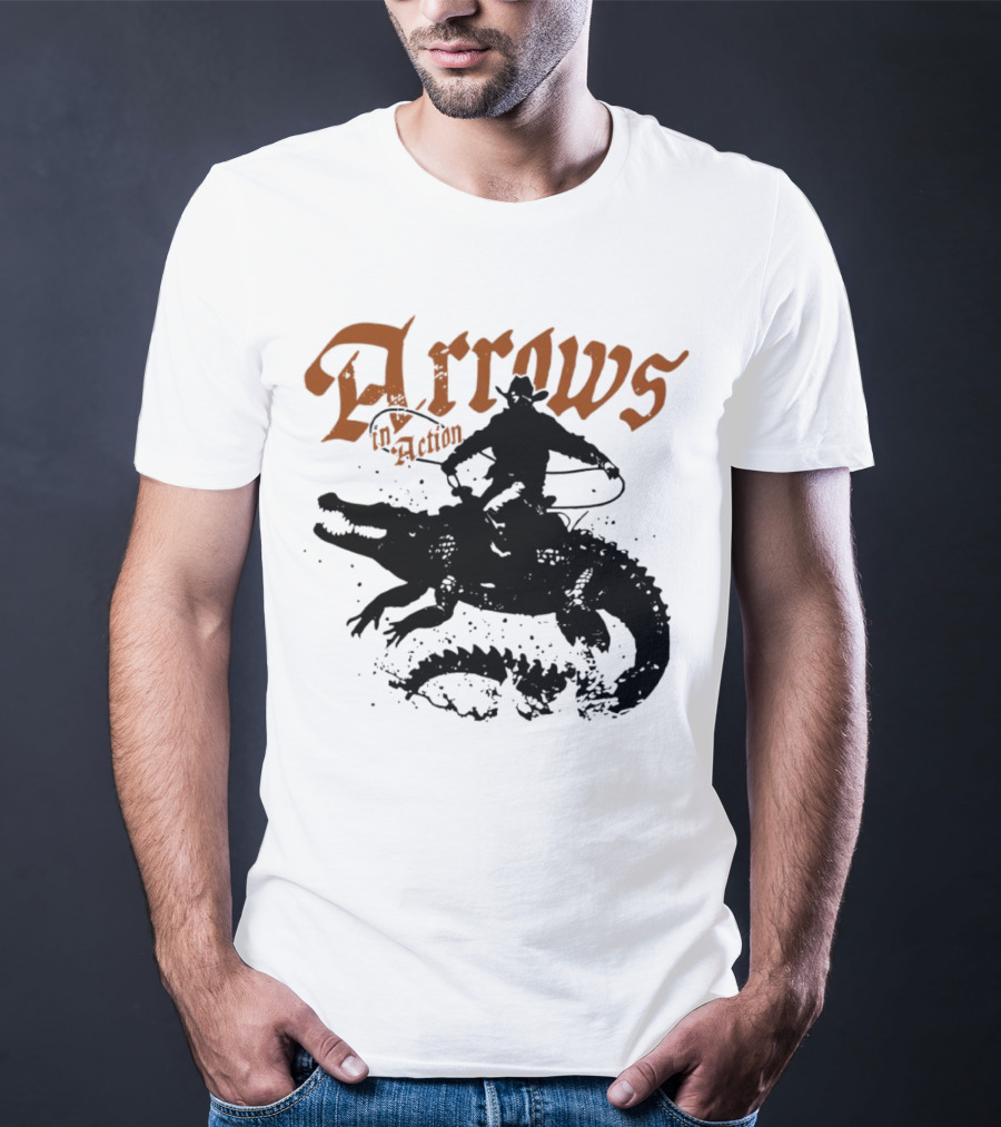 Arrows In Action Cowboy Riding Alligator T-Shirt