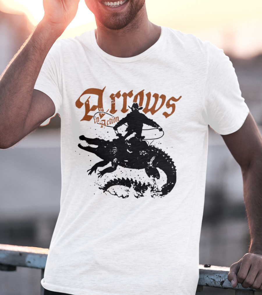 Arrows In Action Cowboy Riding Alligator T-Shirt