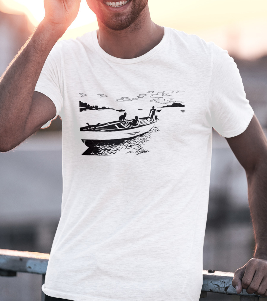 Boat On Lake Malawi Silhouette Scene T-Shirt