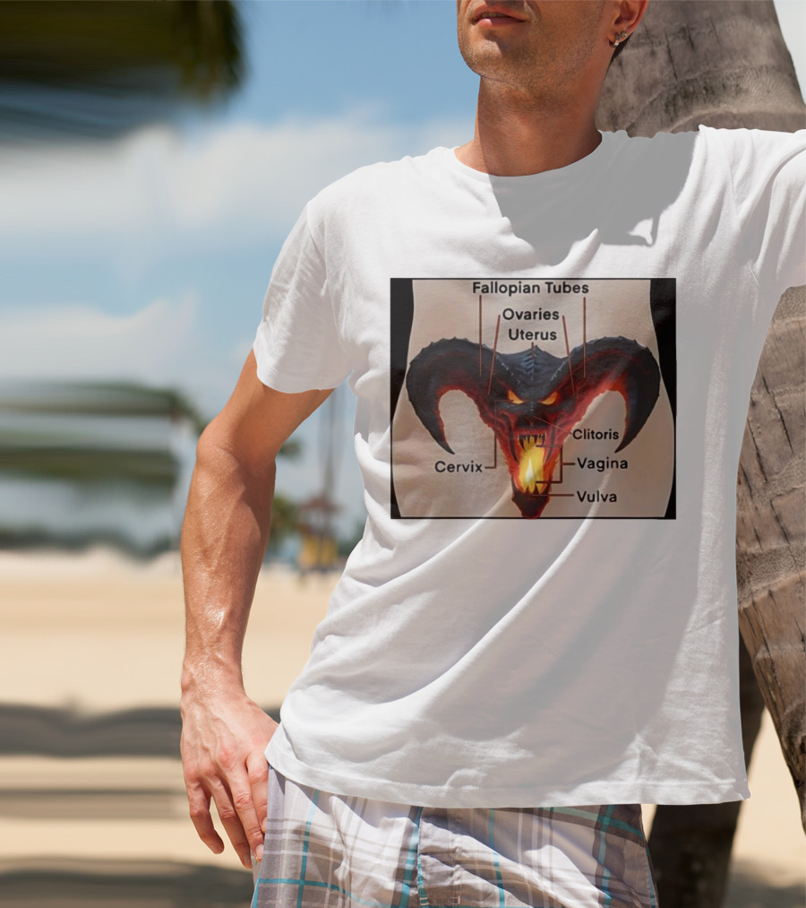 Fallopian Tubes Ovaries Uterus Cervix Clitoris Vagina Vulva Demon Anatomy T-Shirt
