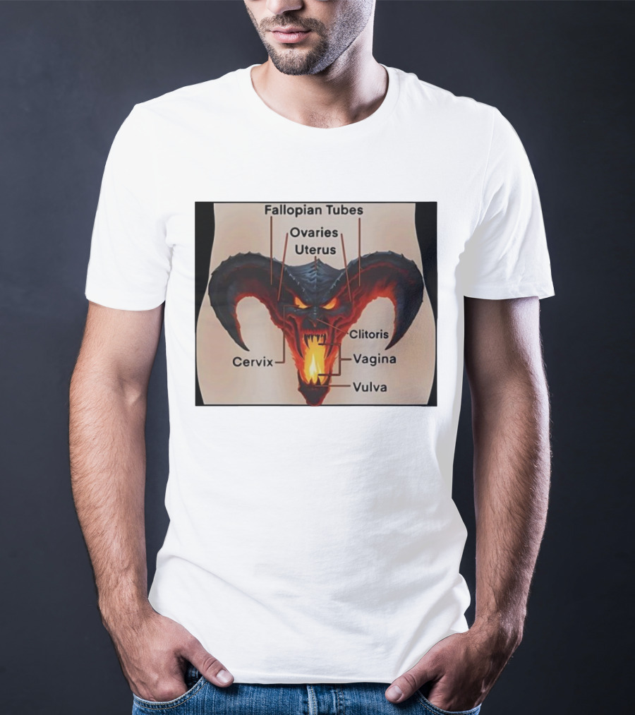 Fallopian Tubes Ovaries Uterus Cervix Clitoris Vagina Vulva Demon Anatomy T-Shirt