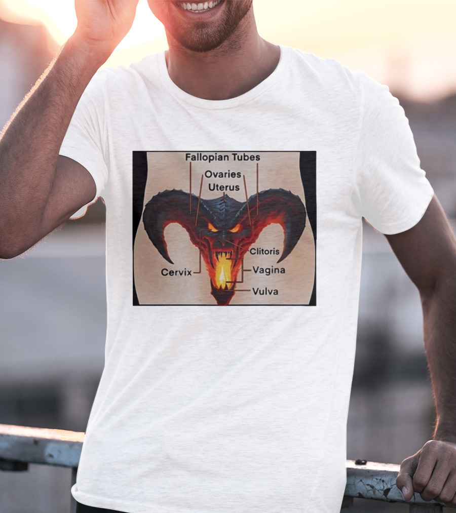 Fallopian Tubes Ovaries Uterus Cervix Clitoris Vagina Vulva Demon Anatomy T-Shirt