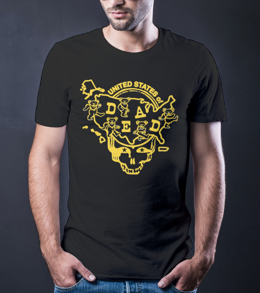 United States Of Dead Skull With Dancing Bears Grateful Dead T-Shirt