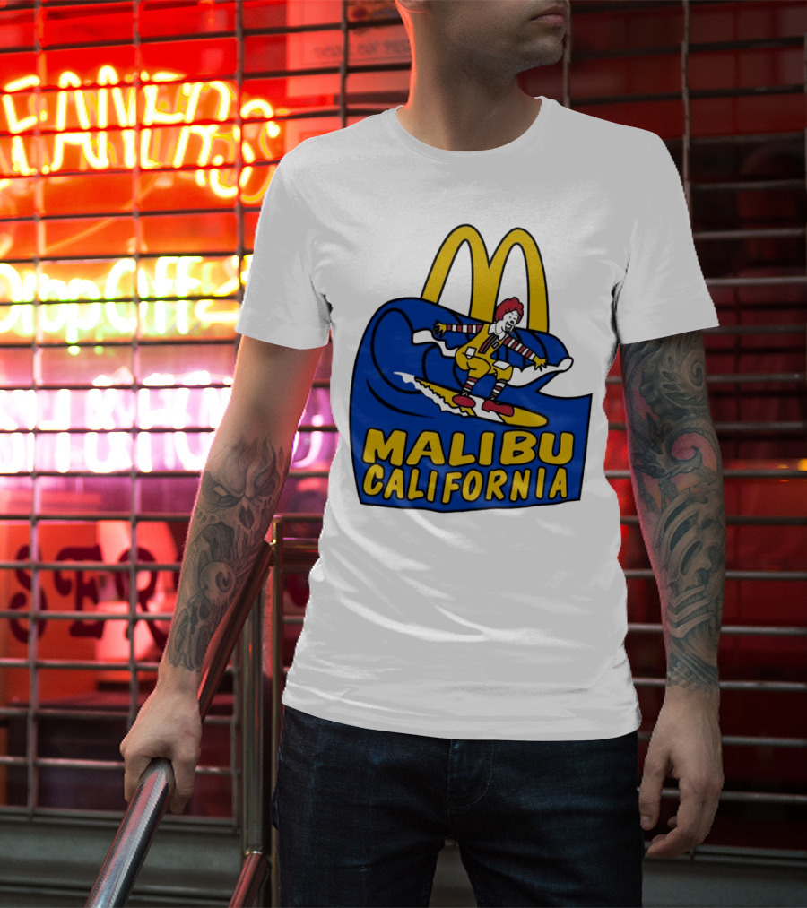 McDonald’s Clown Surfing Malibu California Waves T-Shirt